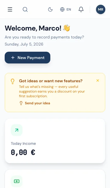 Gestione Incassi Dashboard