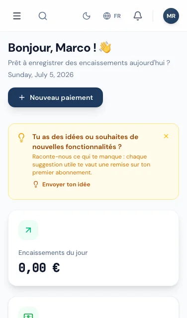 Tableau de bord Gestione Incassi