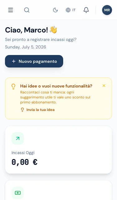 Dashboard Gestione Incassi