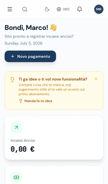 Dashboard Gestione Incassi